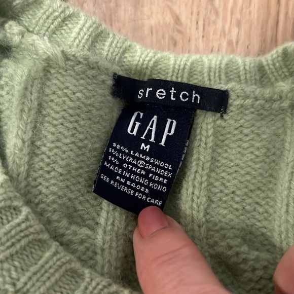 GAP Vintage Green Wool cable knit sweater size medium - Picture 10 of 11